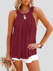 Casual Solid Halter Sleeveless Tank Top Sai Feel