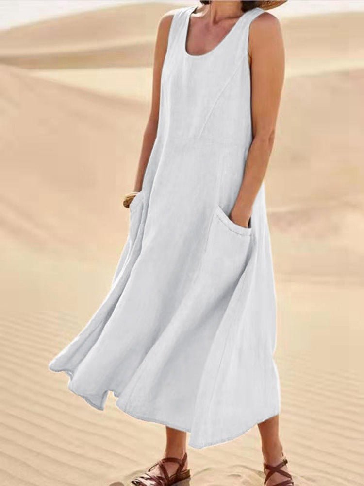 Casual Solid Pocket Sleeveless Dress Sai Feel