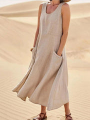 Casual Solid Pocket Sleeveless Dress Sai Feel