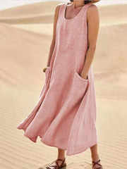 Casual Solid Pocket Sleeveless Dress Sai Feel