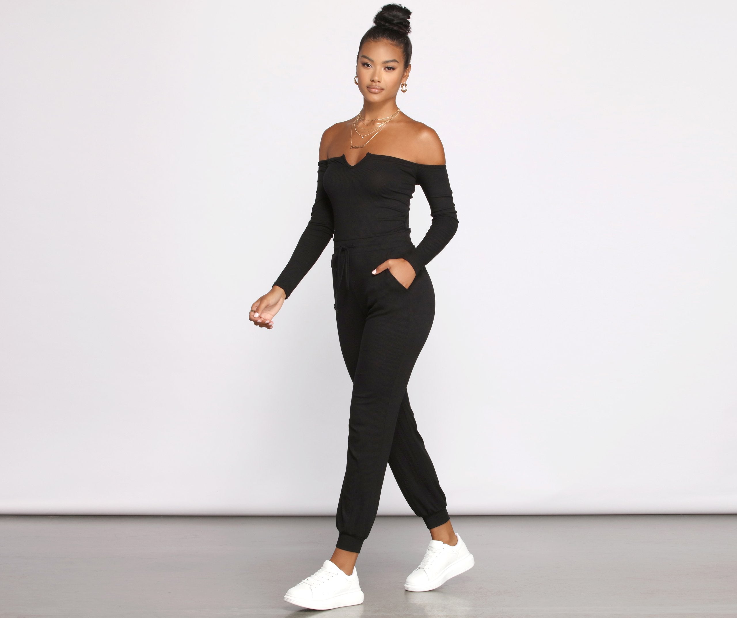 Casual Vibes Off The Shoulder Jumpsuit Sai Feel