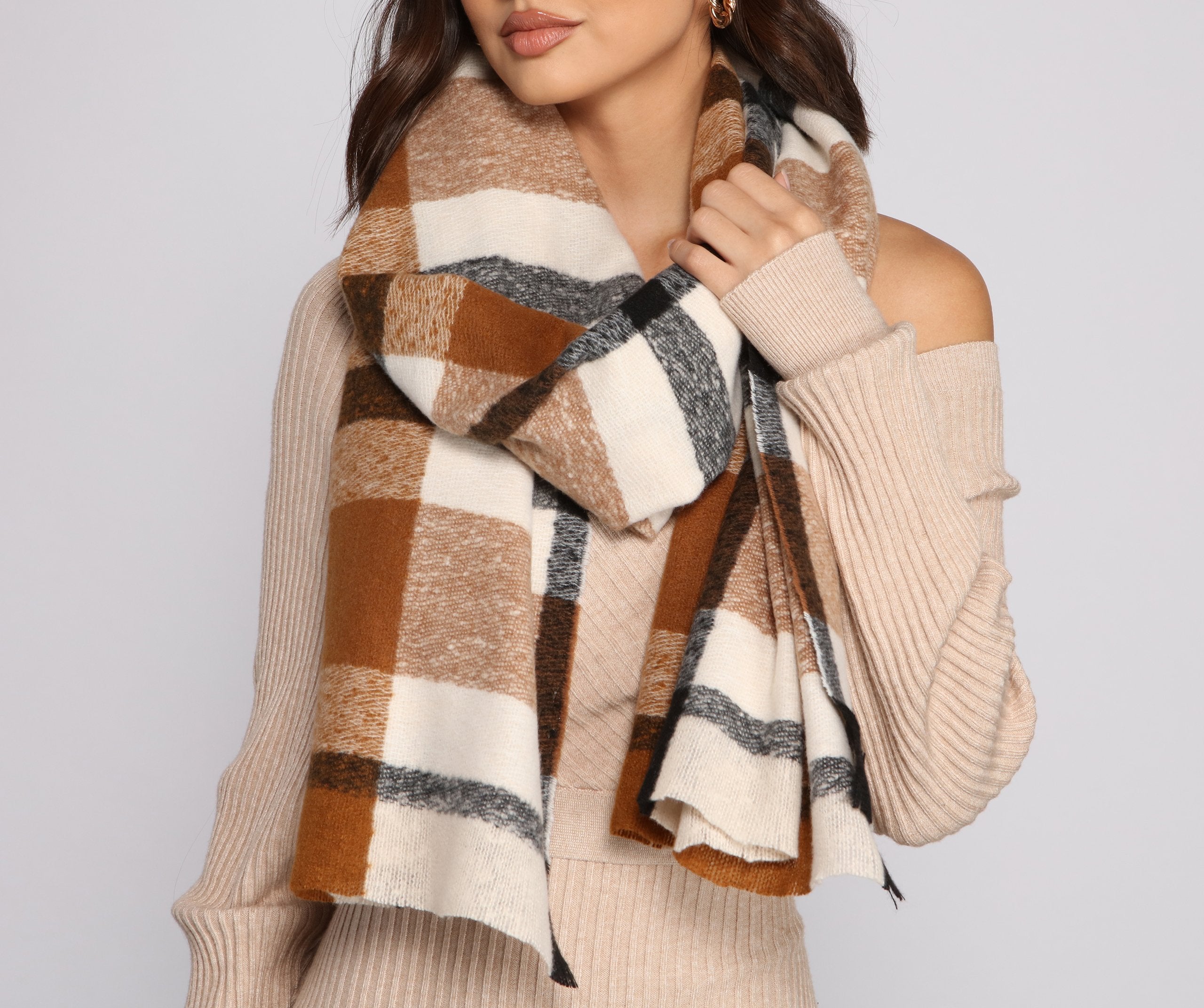 Casual and Chic Plaid Blanket Scarf Sai Feel