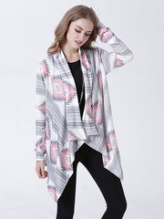 Casual irregular printed medium length Cardigan Sai Feel