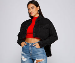 Casually Edgy High Low Cropped Denim Jacket Sai Feel