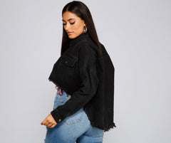 Casually Edgy High Low Cropped Denim Jacket Sai Feel