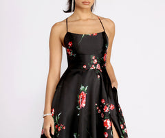 Catia Lace Up Back Floral A-Line Dress Sai Feel