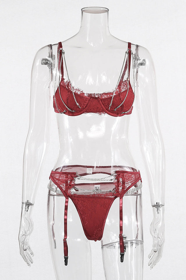 Chain Bra & Underwear Garter Belt Set Sai Feel Chain Bra & Underwear Garter Belt Set Sai Feel