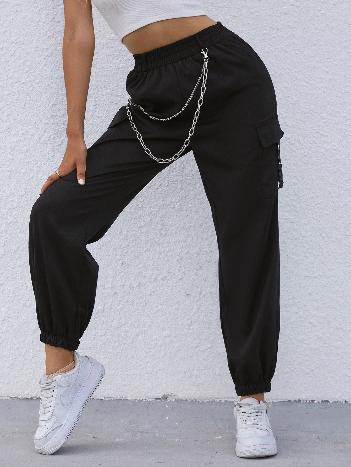 Chain Decor Cargo Pants Sai Feel