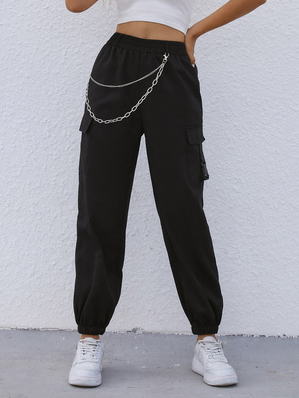 Chain Decor Cargo Pants Sai Feel