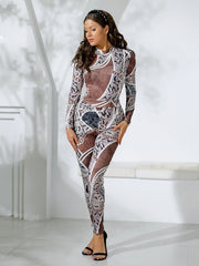 Chain Print Bodysuit And Legging Set Sai Feel