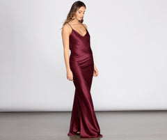 Chantel Cowl Back Satin Dress Sai Feel