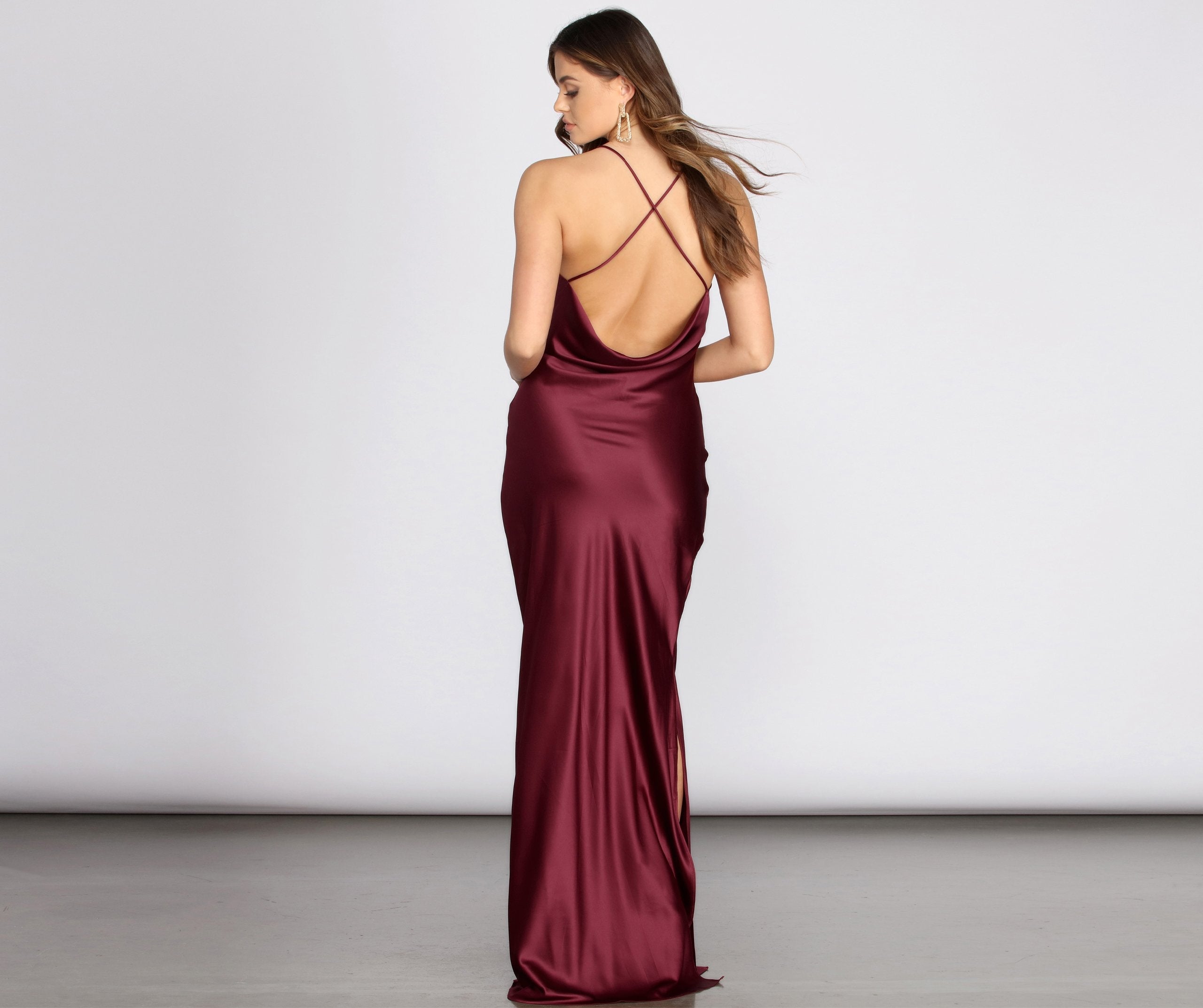 Chantel Cowl Back Satin Dress Sai Feel