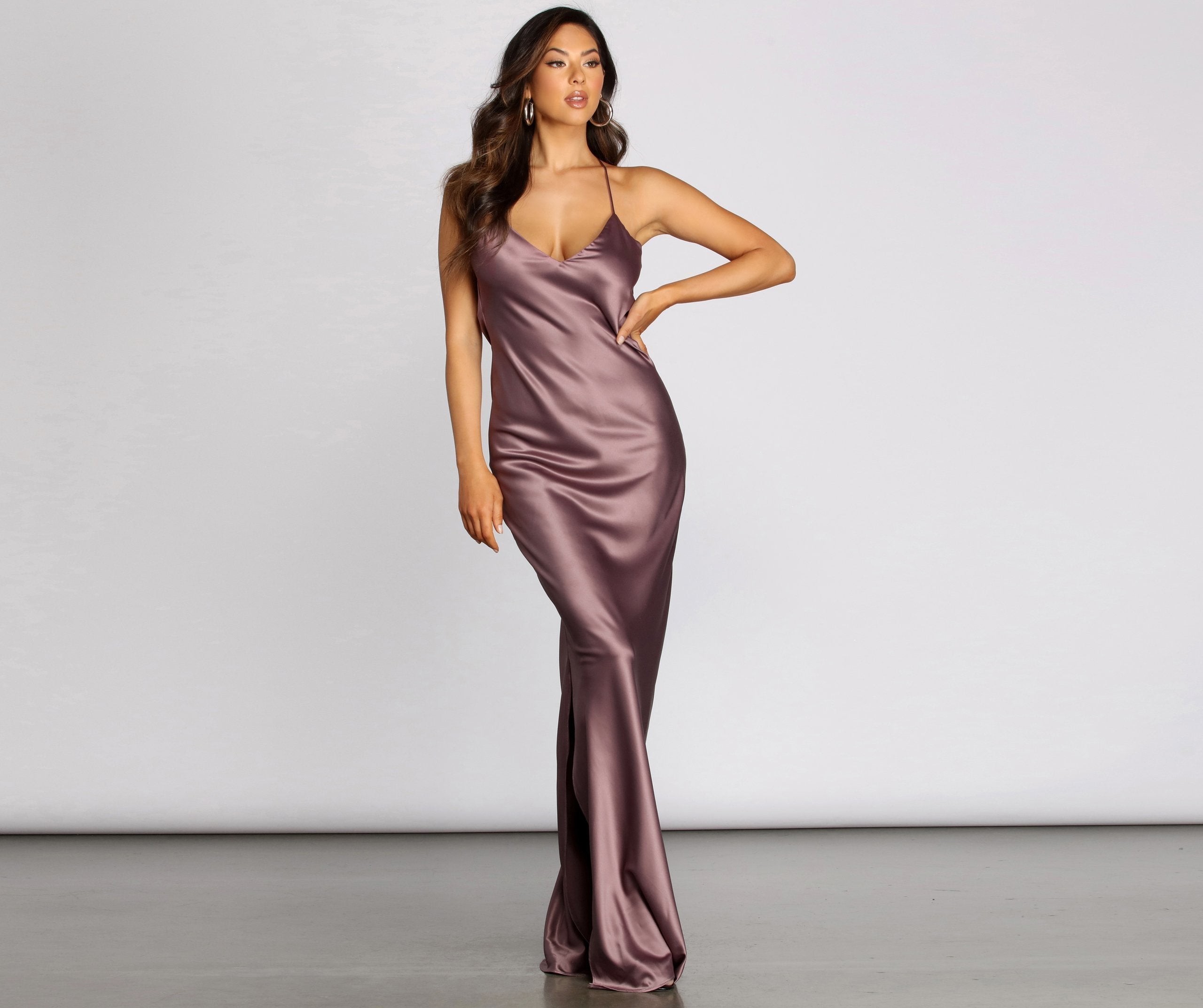 Chantel Cowl Back Satin Dress Sai Feel