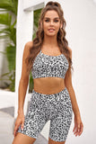 Charcoal Leopard Print Sports Bra Shorts Set Sai Feel
