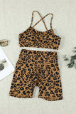 Charcoal Leopard Print Sports Bra Shorts Set Sai Feel