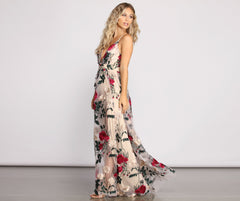 Charena Formal Embroidered Floral Tulle Dress Sai Feel