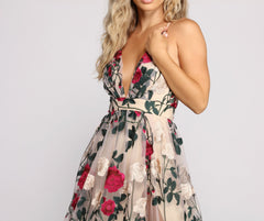 Charena Formal Embroidered Floral Tulle Dress Sai Feel