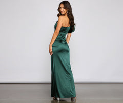 Charmaine Formal One Shoulder Satin Dress Sai Feel