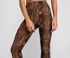 Charming And Chic Snake Print Flared Pants Sai Feel