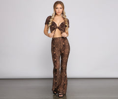 Charming And Chic Snake Print Flared Pants Sai Feel