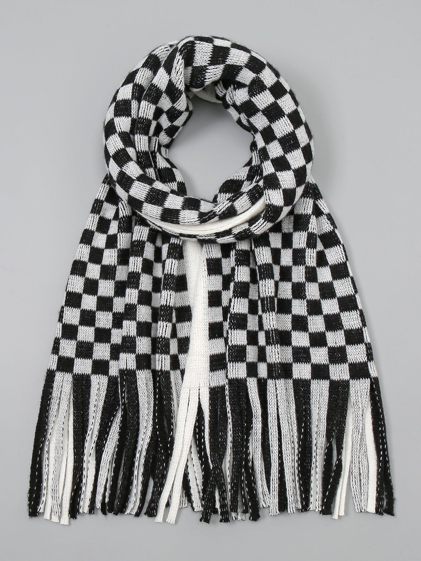 Checkerboard plaid scarf Sai Feel