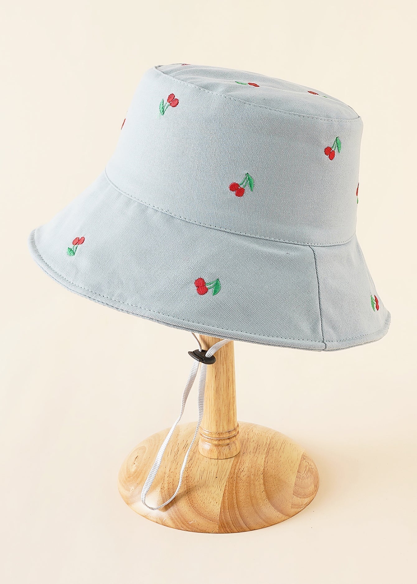 Cherry Embroidery Solid Dual Side Bucket Hat Visor Sai Feel