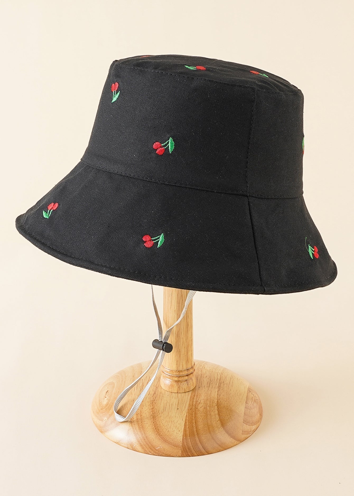 Cherry Embroidery Solid Dual Side Bucket Hat Visor Sai Feel