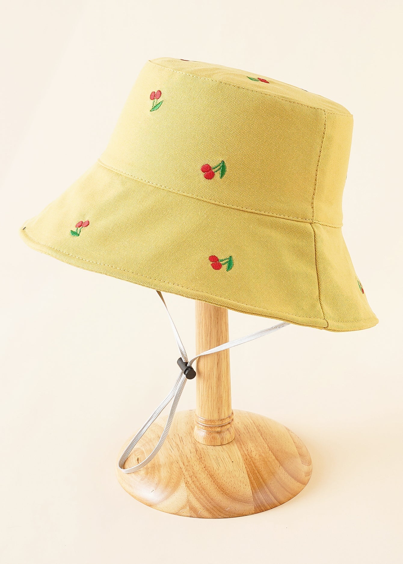 Cherry Embroidery Solid Dual Side Bucket Hat Visor Sai Feel