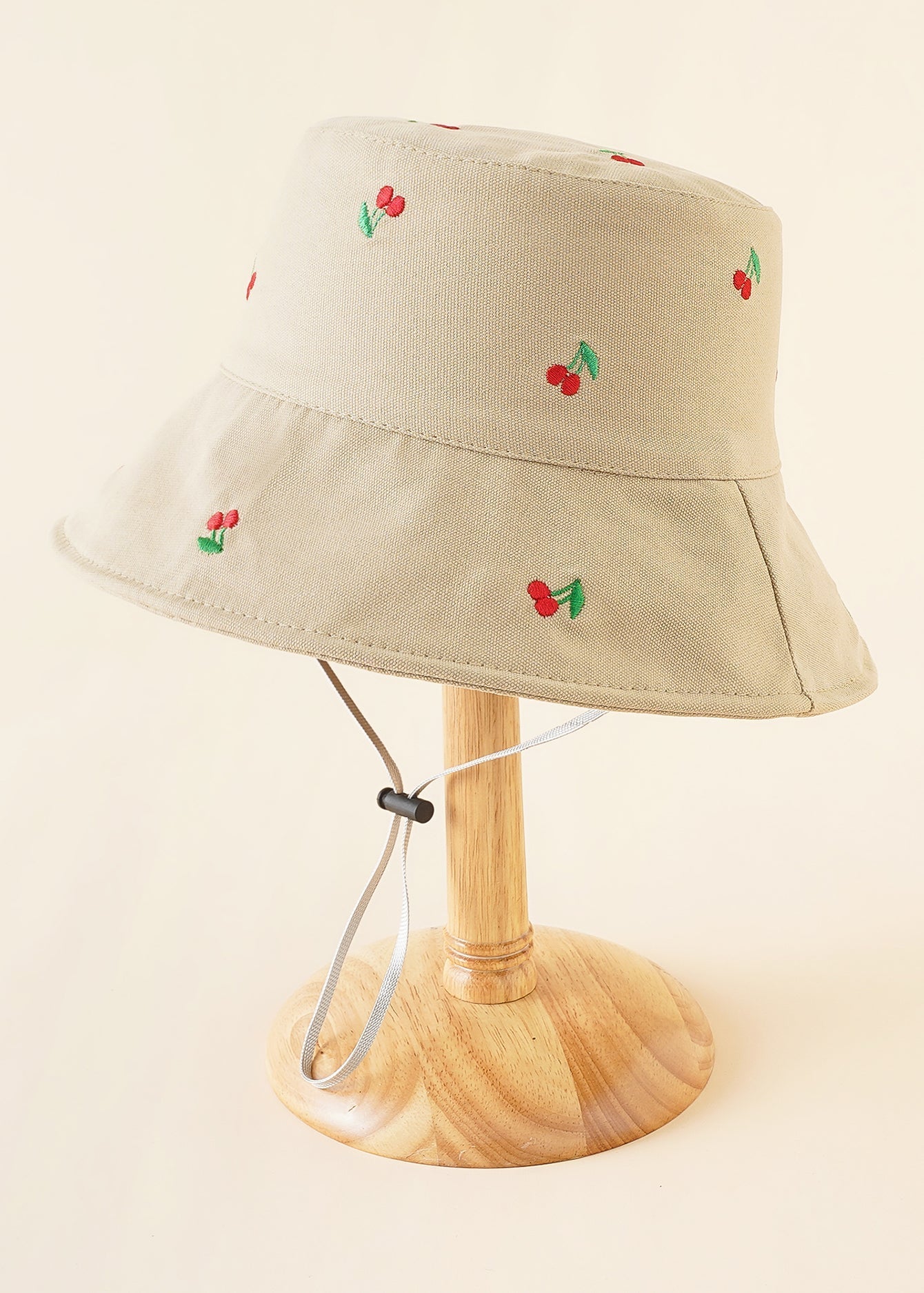 Cherry Embroidery Solid Dual Side Bucket Hat Visor Sai Feel