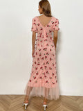 Cherry Sequins Embroidery Mesh Overlay Dress Sai Feel