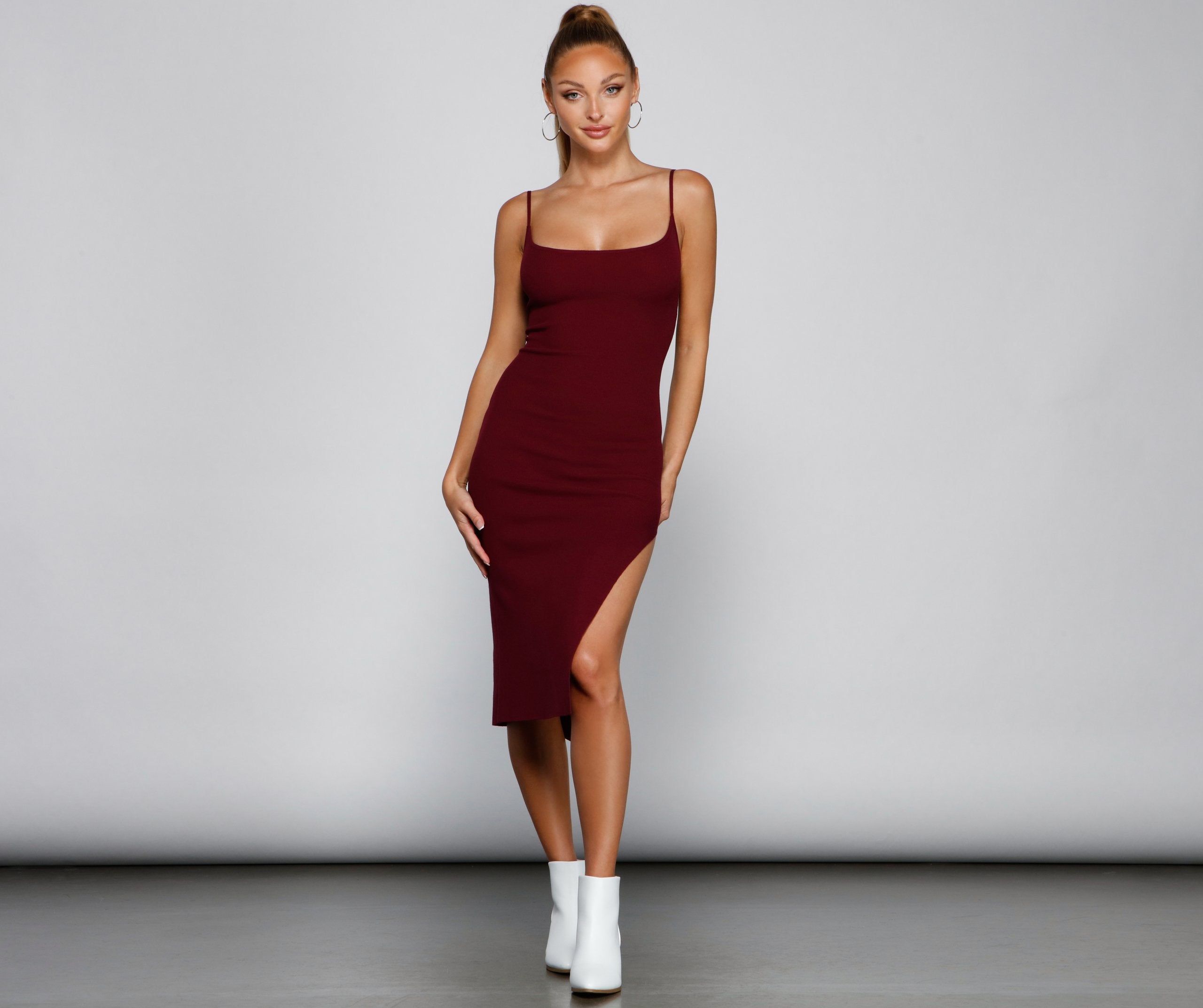 Chic And Seamless Midi Sweater Dress Sai Feel