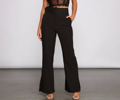 Chic Belted Dressy Wide-Leg Pants Sai Feel