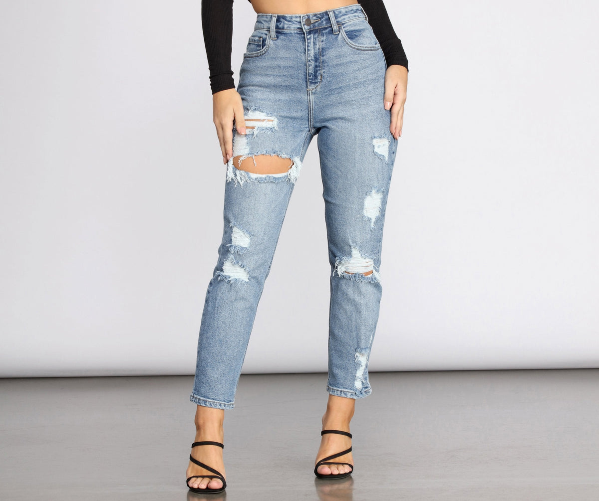 Chic Destruction High Rise Boyfriend Jeans Sai Feel