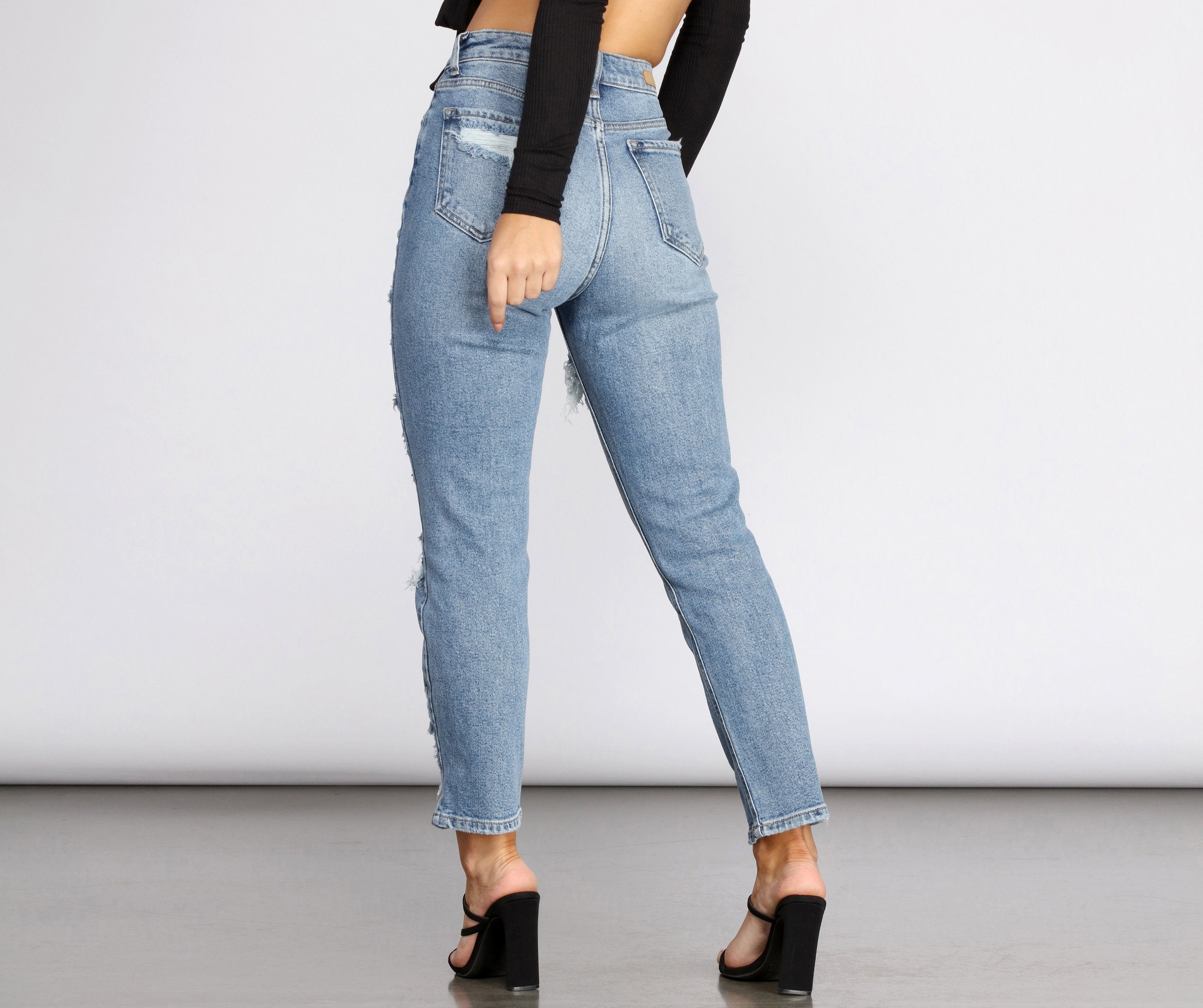 Chic Destruction High Rise Boyfriend Jeans Sai Feel