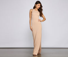 Chic High-Slit Basic Maxi Dress Sai Feel