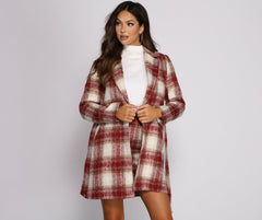 Chic In Plaid Belted Coat Sai Feel