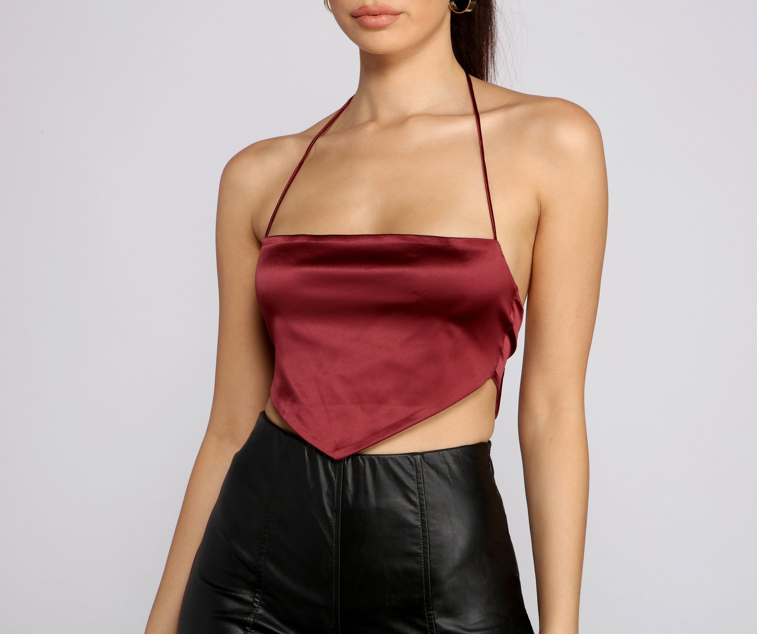 Chic Stunner Satin Scarf Top Sai Feel