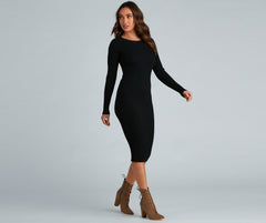 Chic Twist Long Sleeve Midi Dress Sai Feel