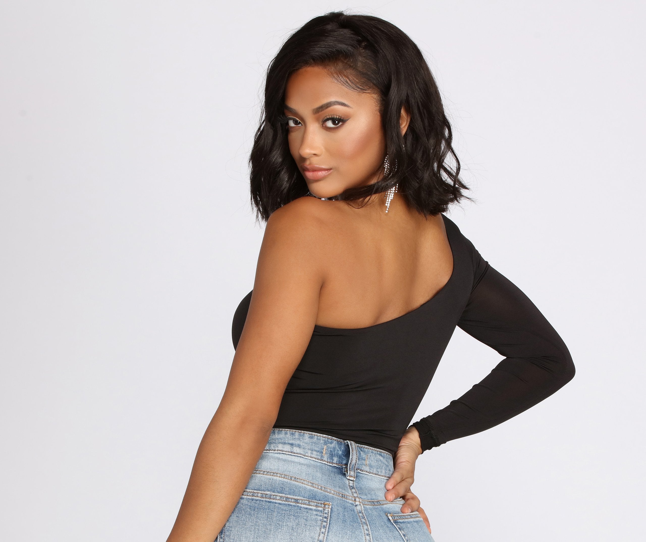 Chic Vibes One Shoulder Bodysuit Sai Feel