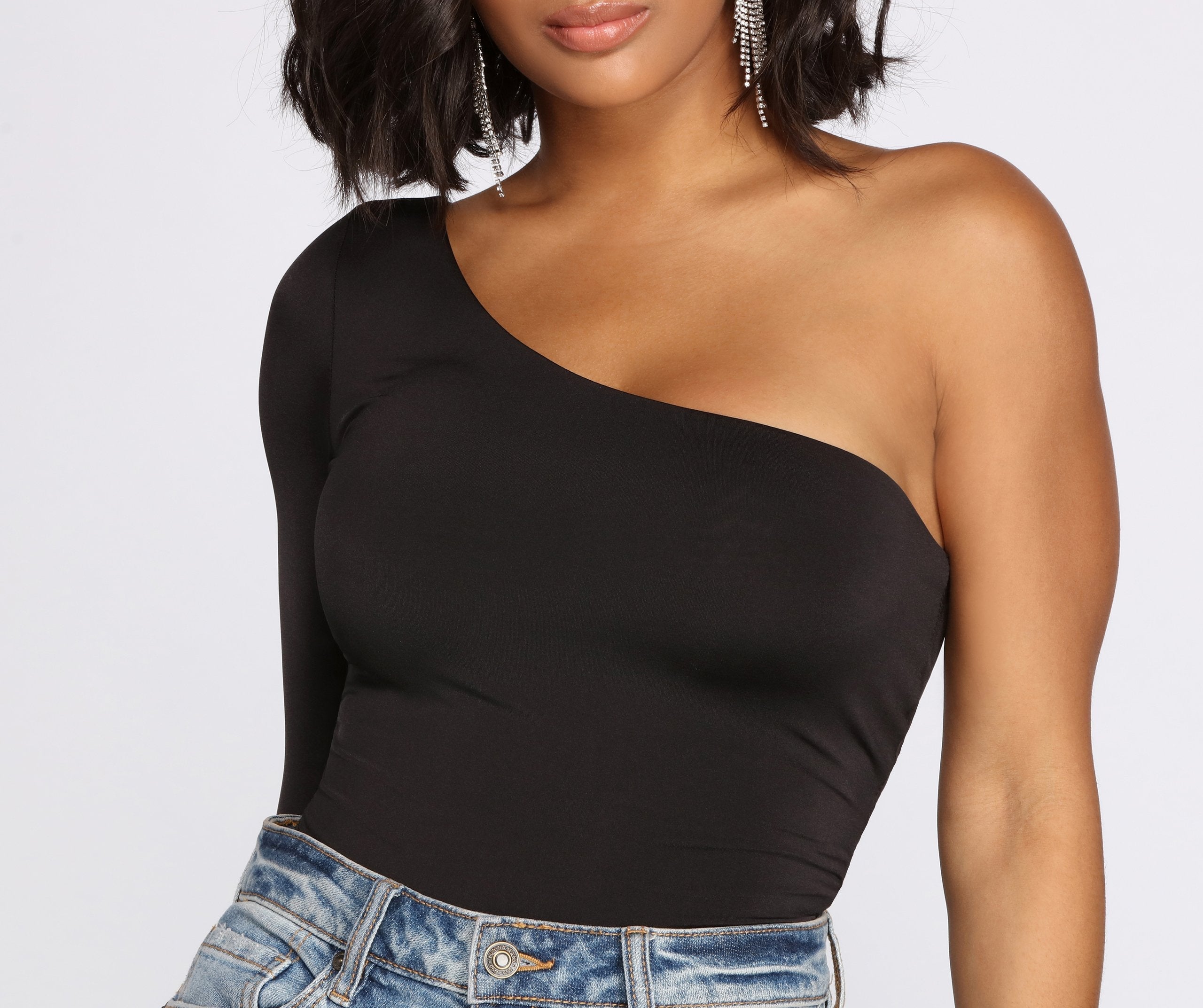 Chic Vibes One Shoulder Bodysuit Sai Feel