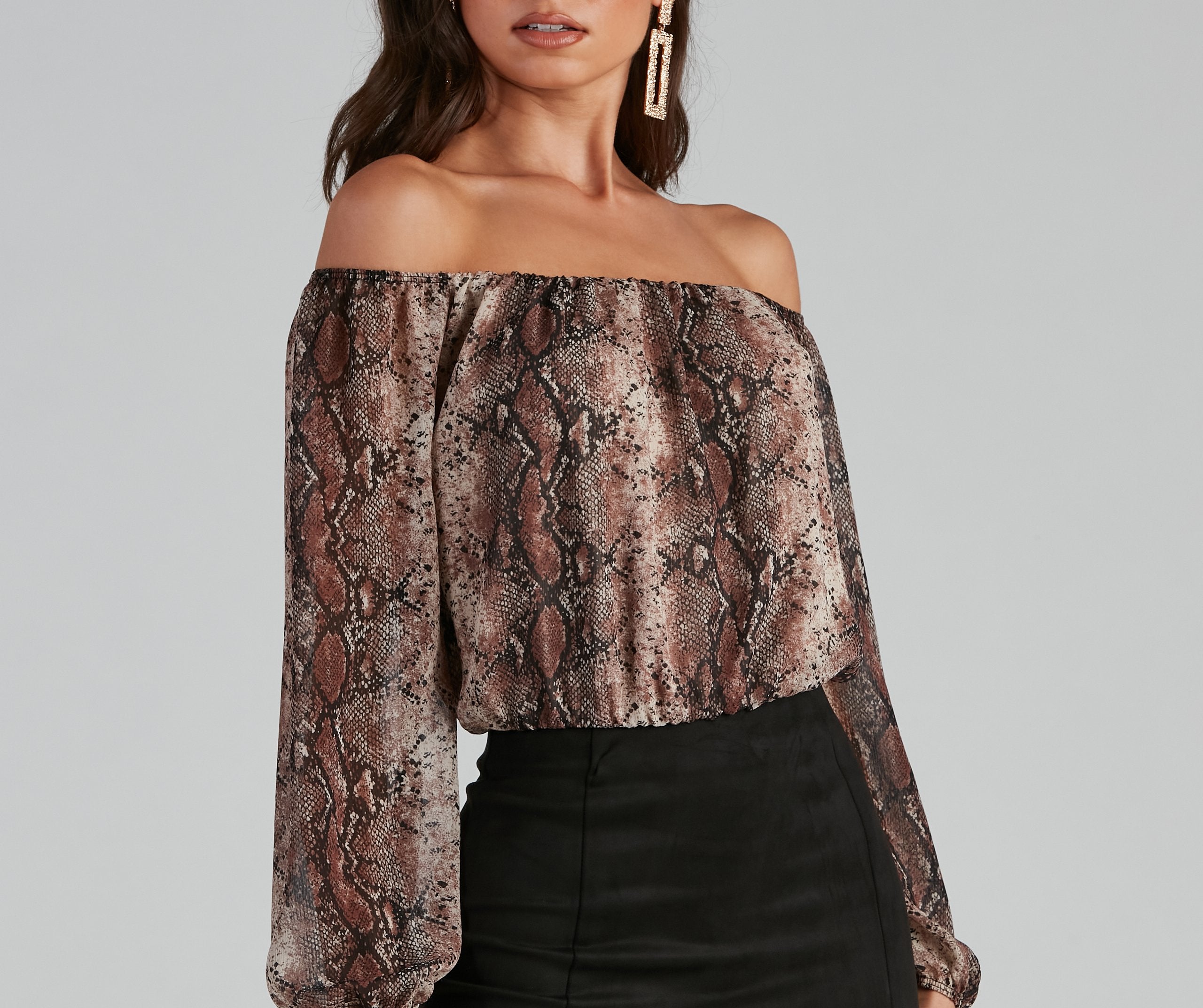 Chic Viper Chiffon Off-The-Shoulder Top Sai Feel