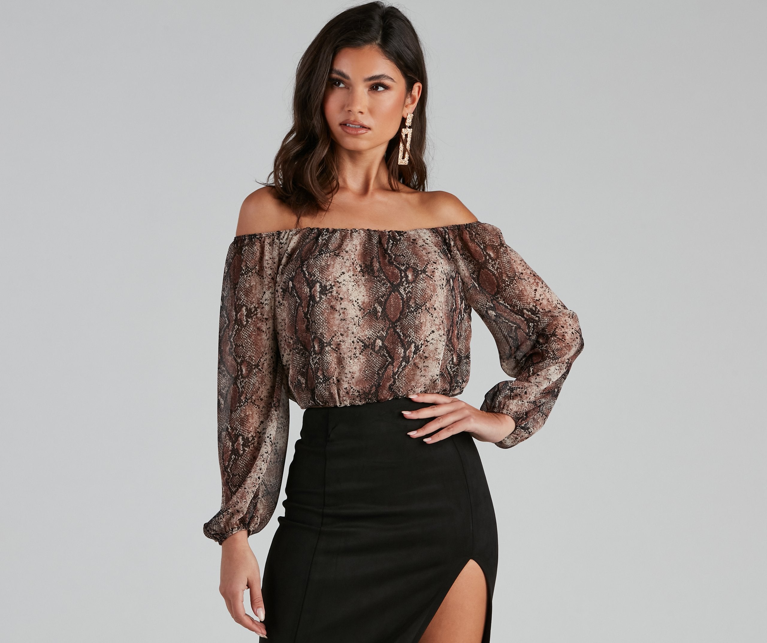 Chic Viper Chiffon Off-The-Shoulder Top Sai Feel