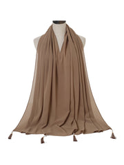 Chiffon hanging pearl tassel scarf Sai Feel