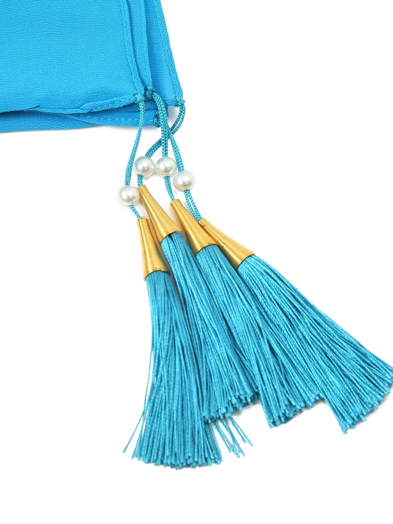 Chiffon hanging pearl tassel scarf Sai Feel