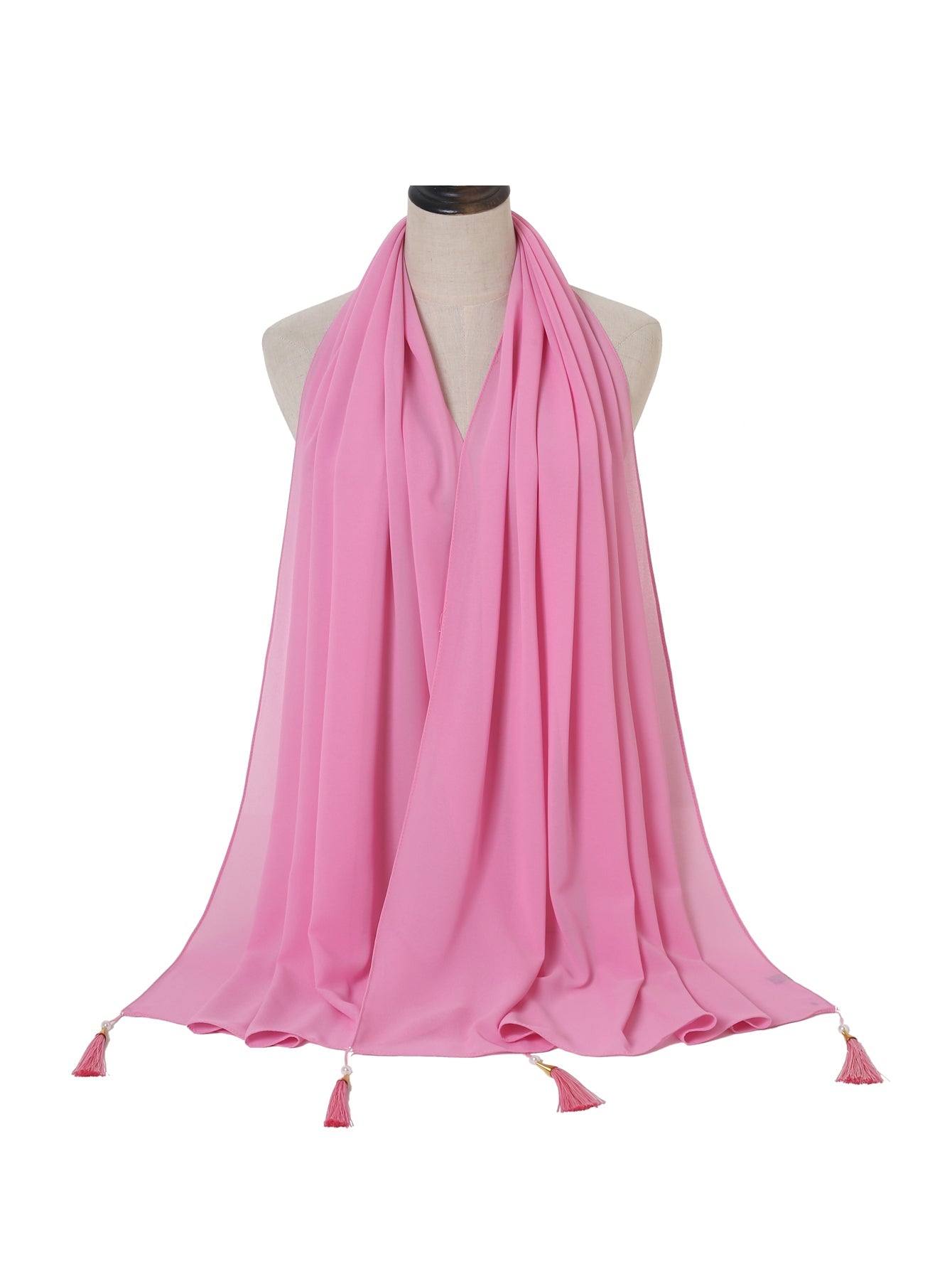 Chiffon hanging pearl tassel scarf Sai Feel