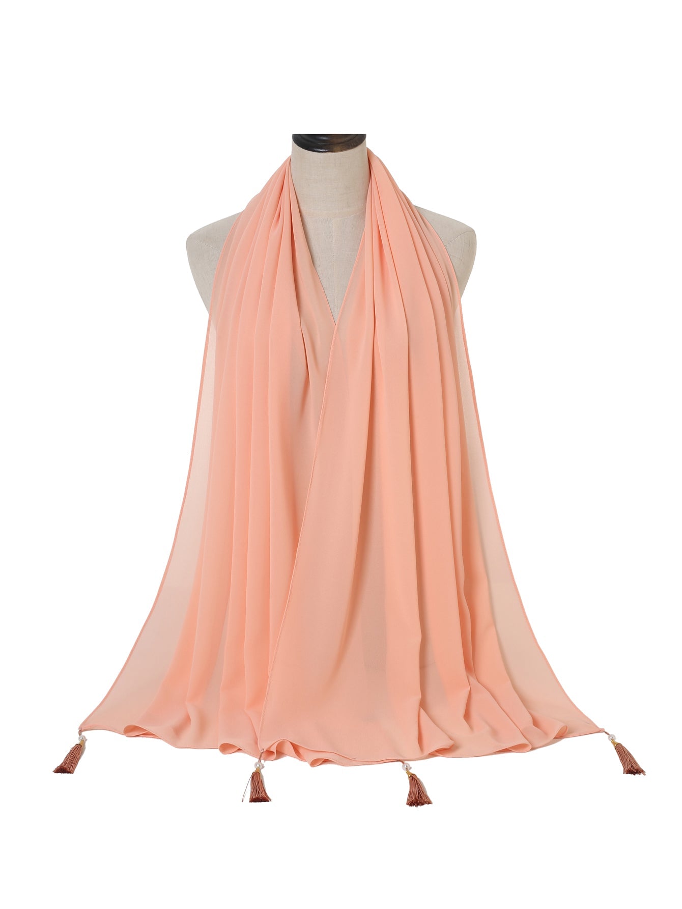 Chiffon hanging pearl tassel scarf Sai Feel