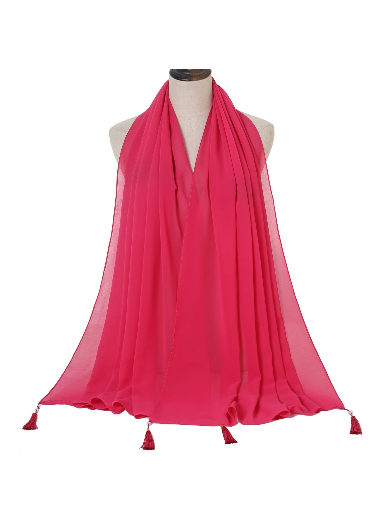 Chiffon hanging pearl tassel scarf Sai Feel