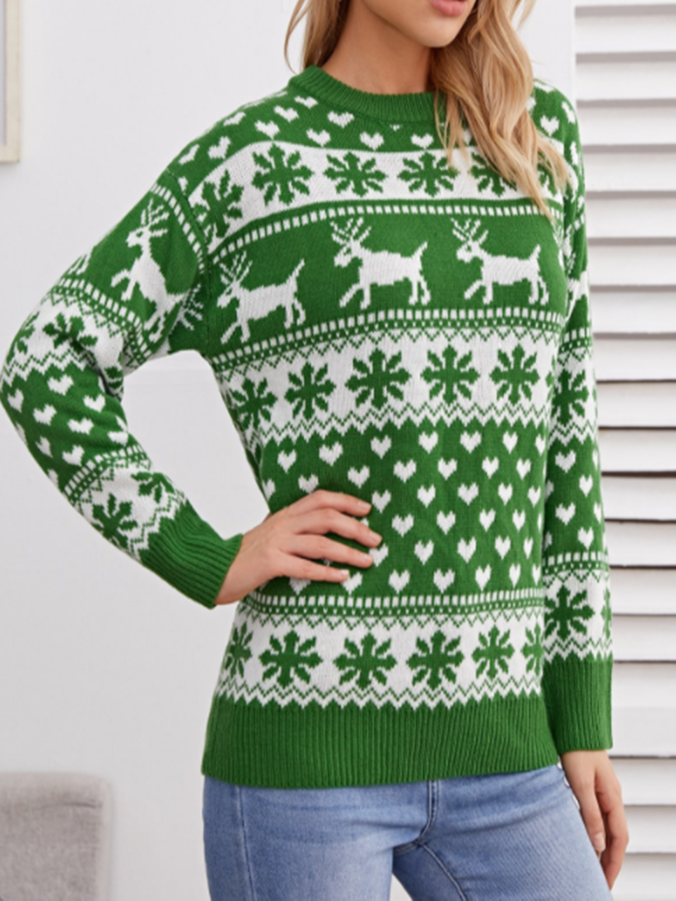 Christmas Pattern Drop Shoulder Sweater Sai Feel
