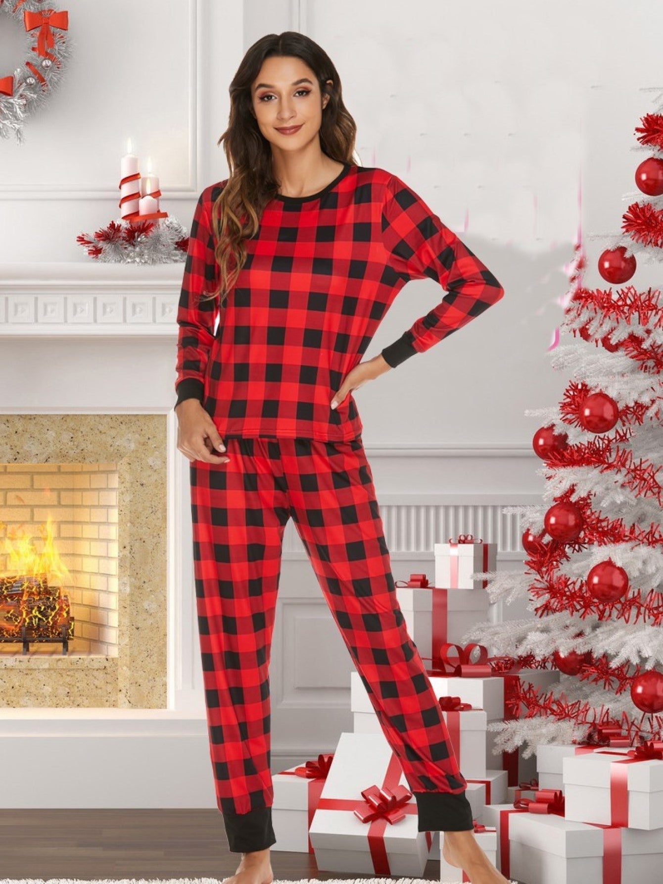 Christmas Woman Soft Long Sleeve Pajama Set Sai Feel