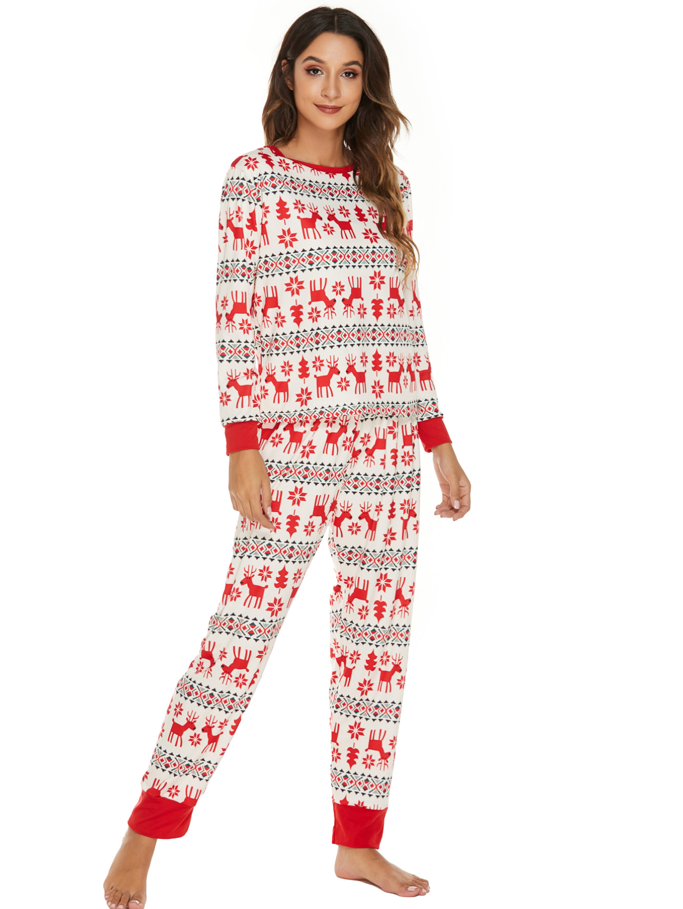 Christmas Woman Soft Long Sleeve Pajama Set Sai Feel